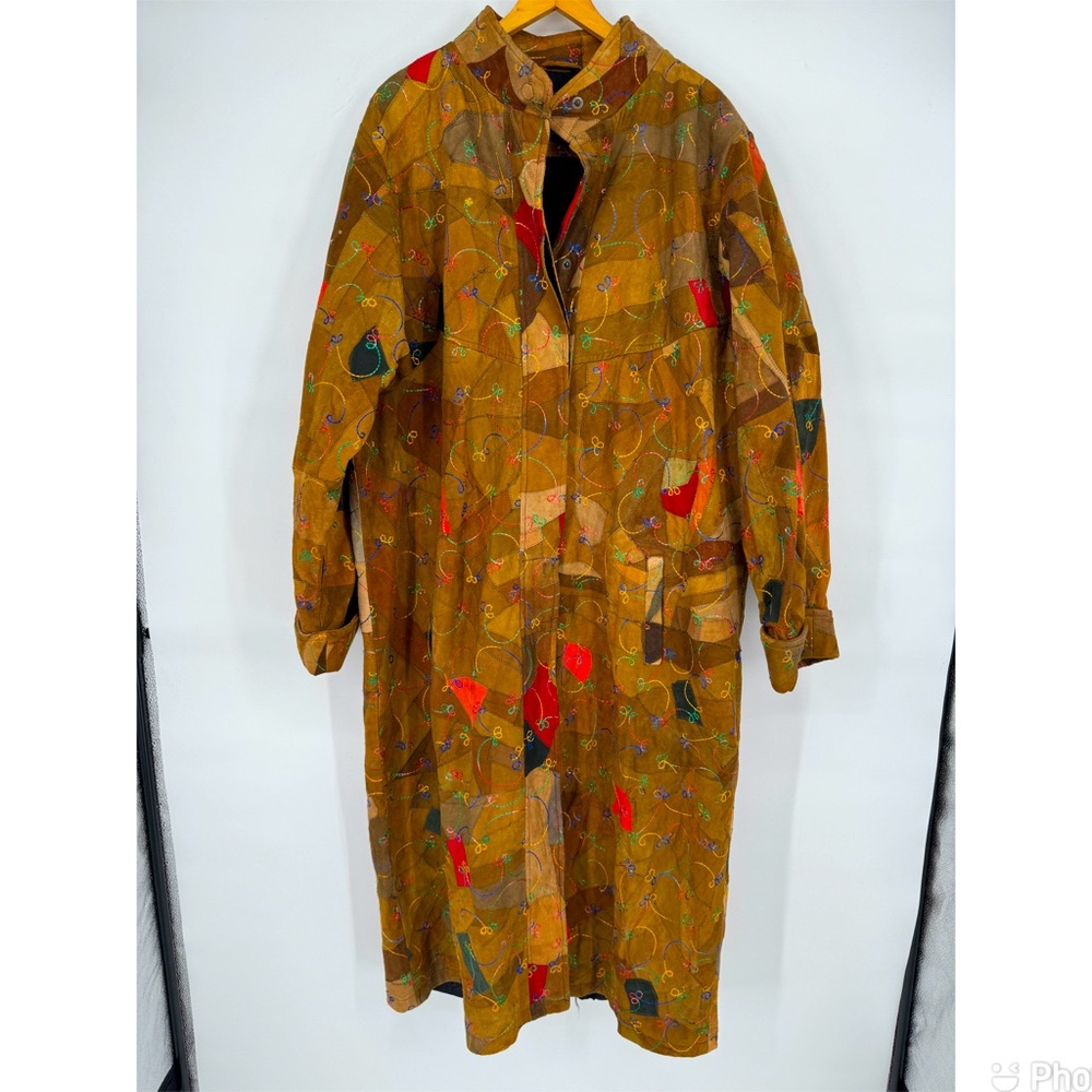 Vintage super rare patchwork suede leather color block embroidered jacket